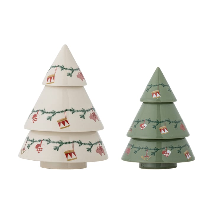 Árboles de decoración navideña 2 piezas - Beige-verde - Bloomingville