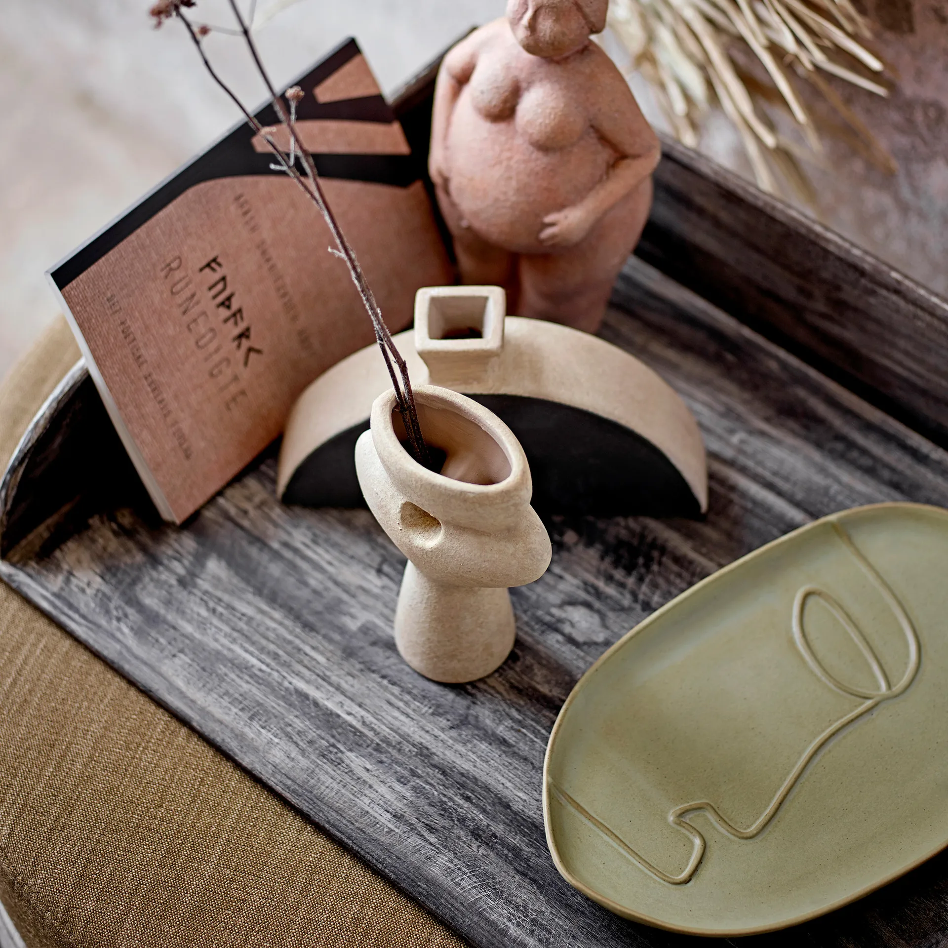 Bandeja Ngan 18,5x30 cm, verde Bloomingville