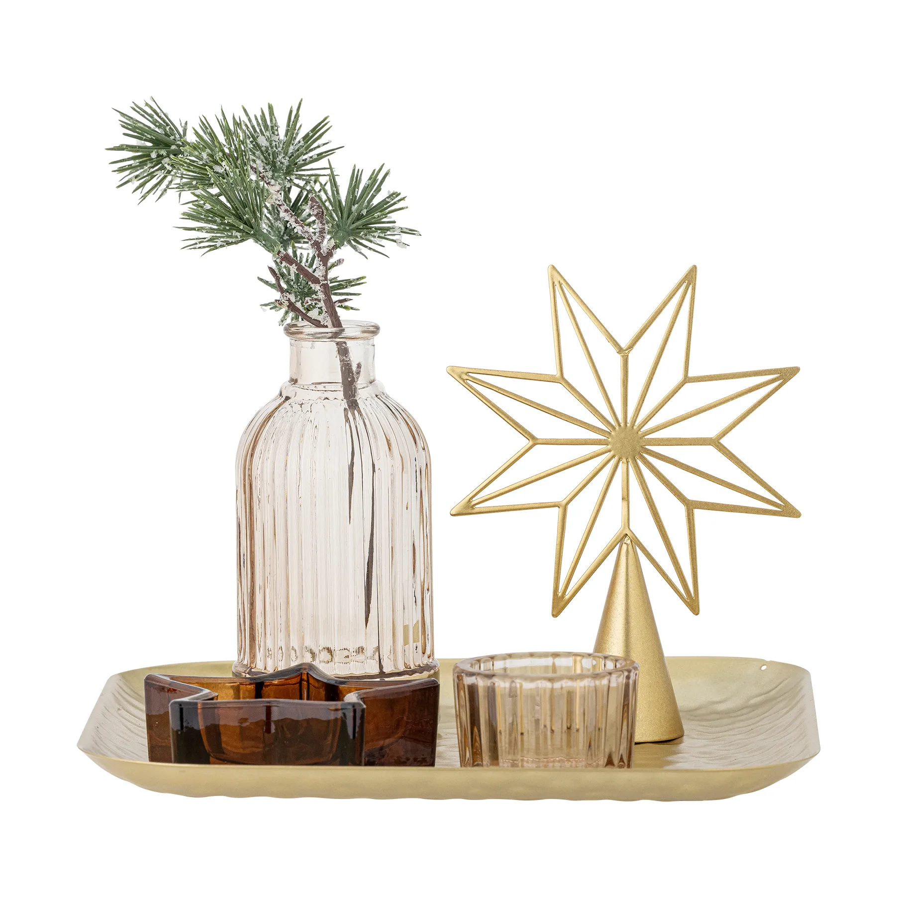 Bandeja Sanga con objeto decorativo 6 piezas, Oro Bloomingville
