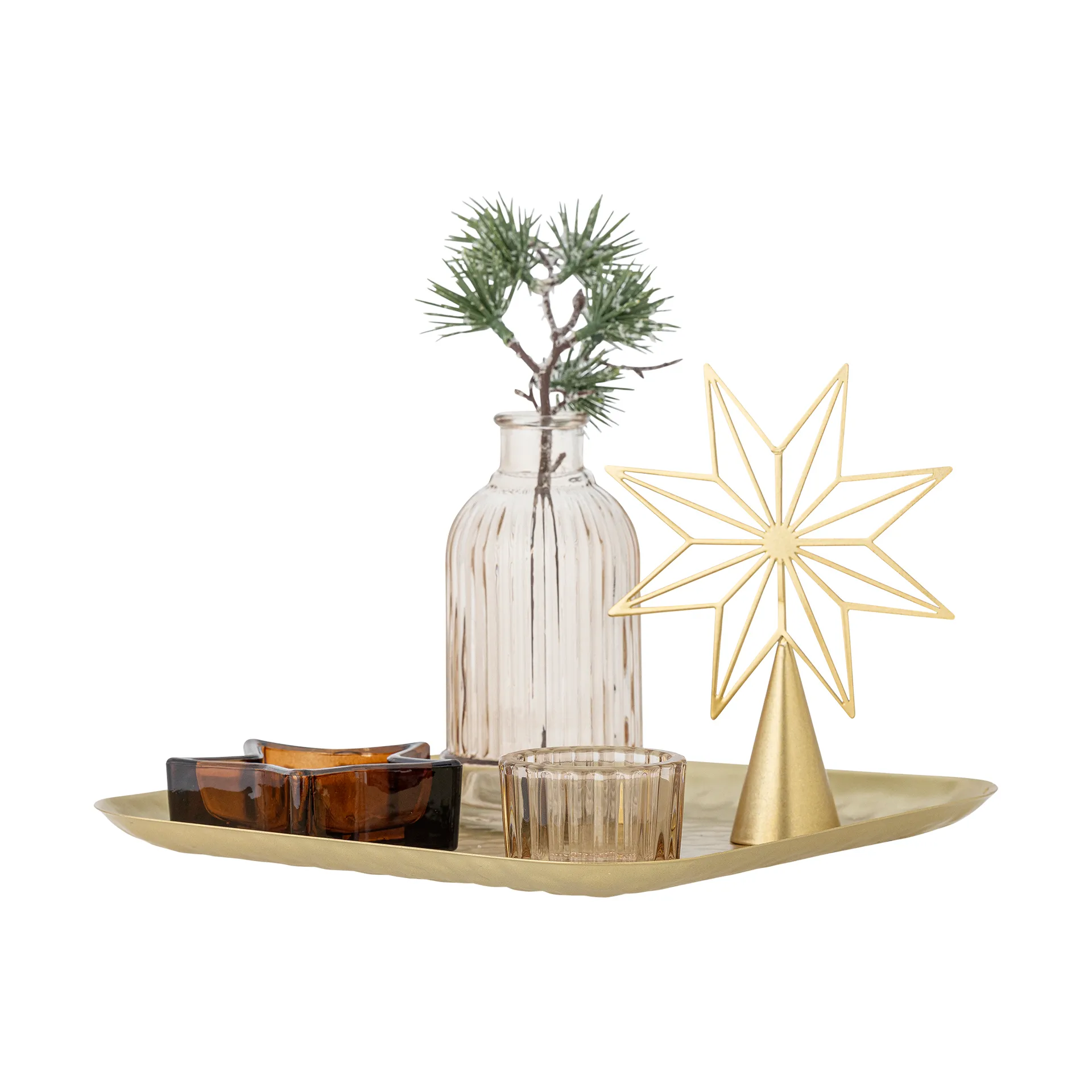 Bandeja Sanga con objeto decorativo 6 piezas, Oro Bloomingville