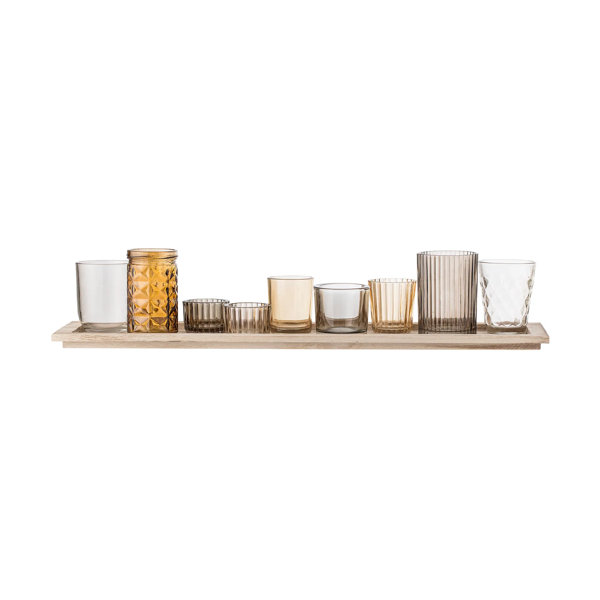 Bandeja Sanga con portavelas 10 piezas, Marrón Bloomingville