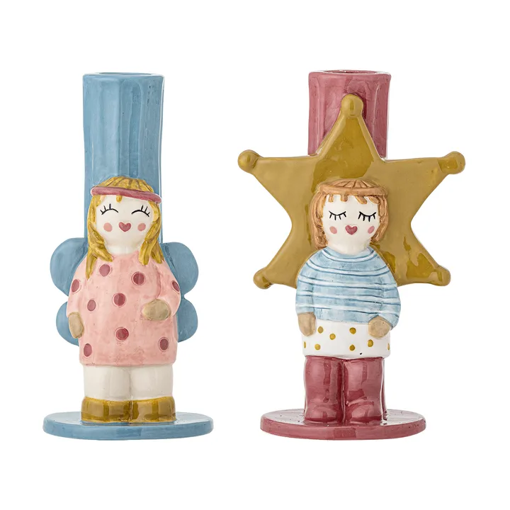 Bisby ljusstake - Azul-rosa, 2 piezas, 15 cm - Bloomingville