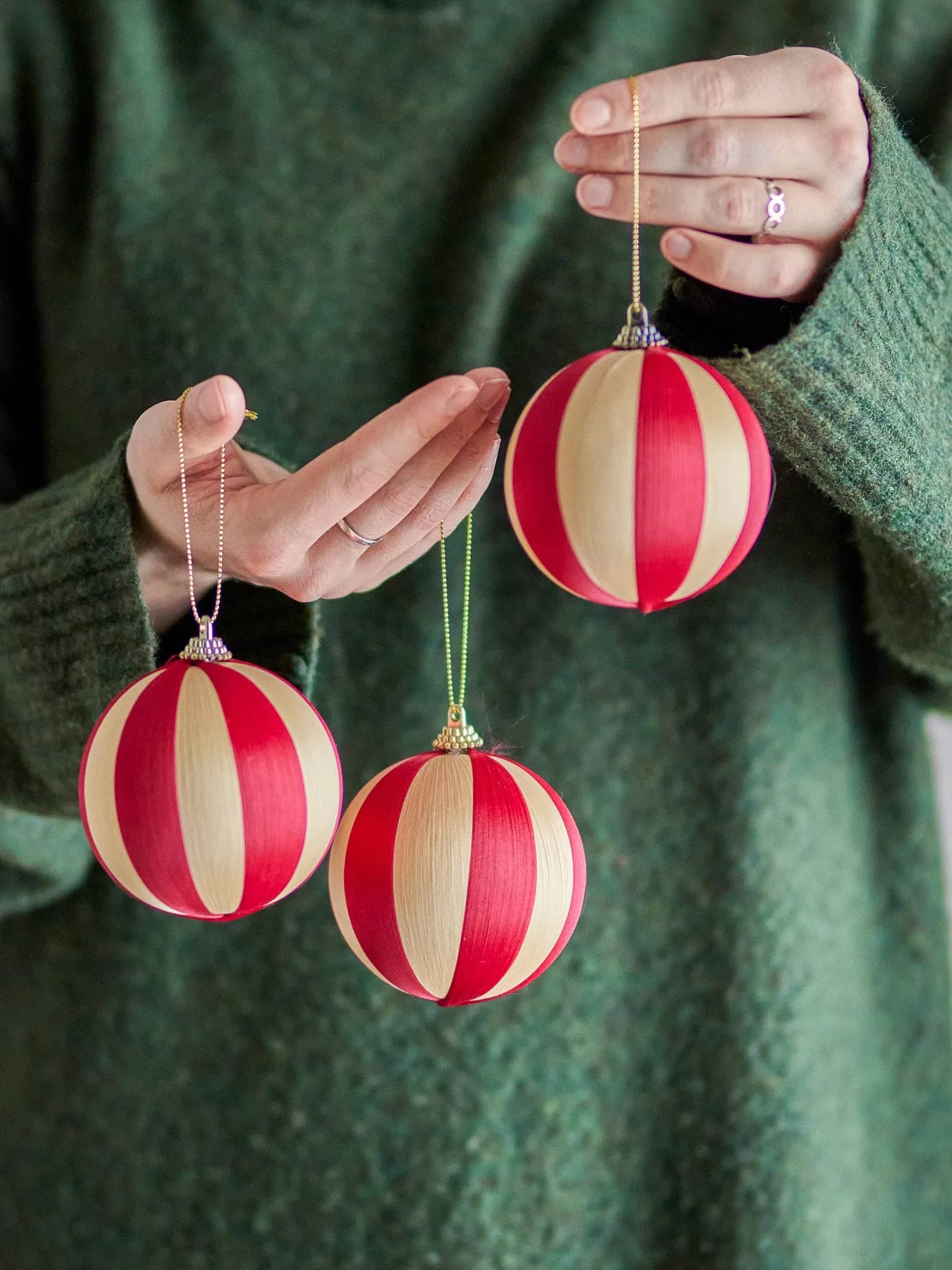 Bola de Navidad Wynn, Rojo, 3-pack, Ø8 cm Bloomingville
