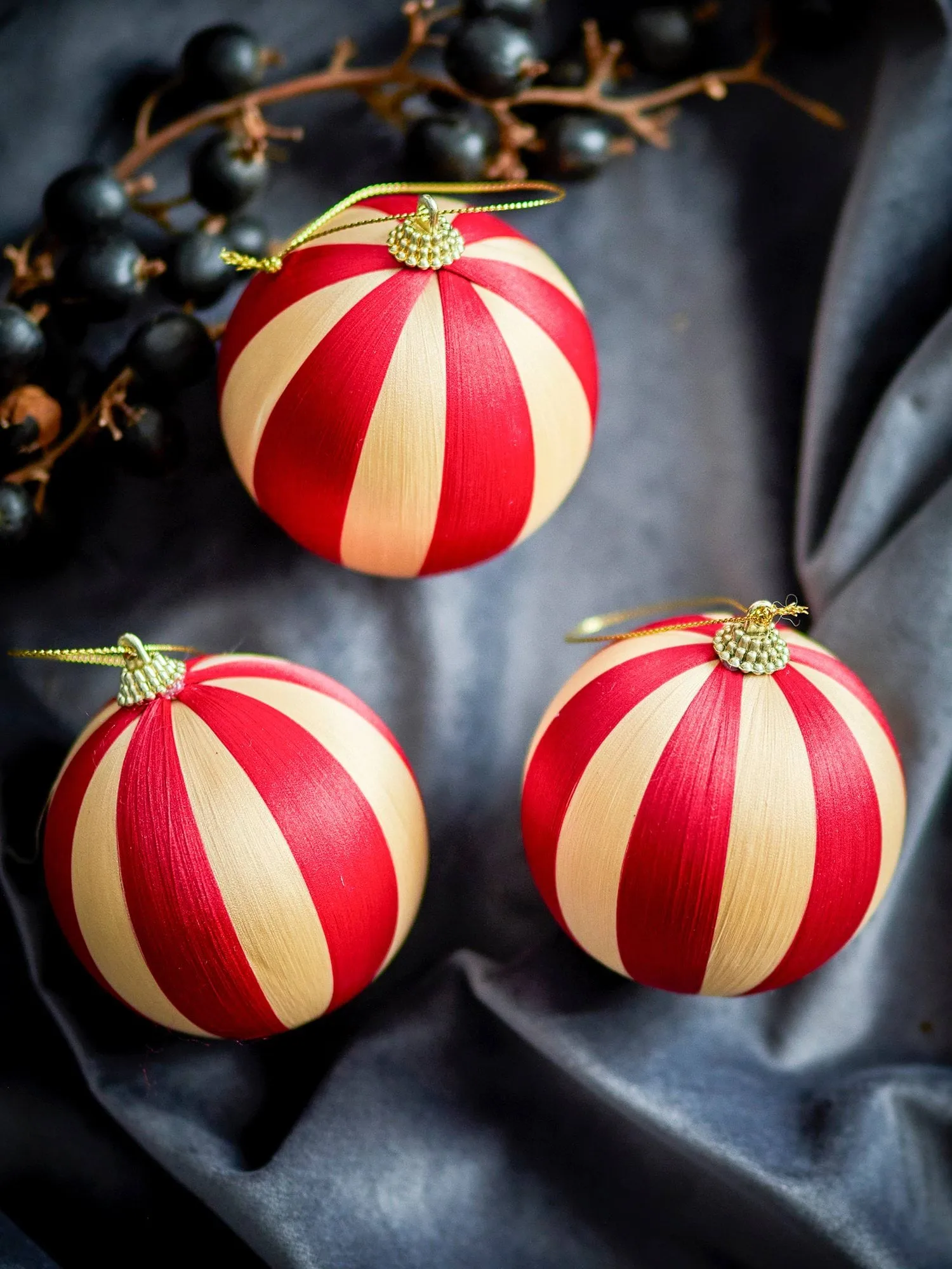 Bola de Navidad Wynn, Rojo, 3-pack, Ø8 cm Bloomingville