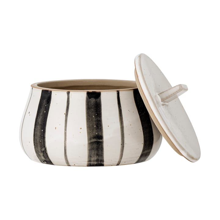 Bote con tapa Marita Ø12 cm, Negro-blanco Bloomingville