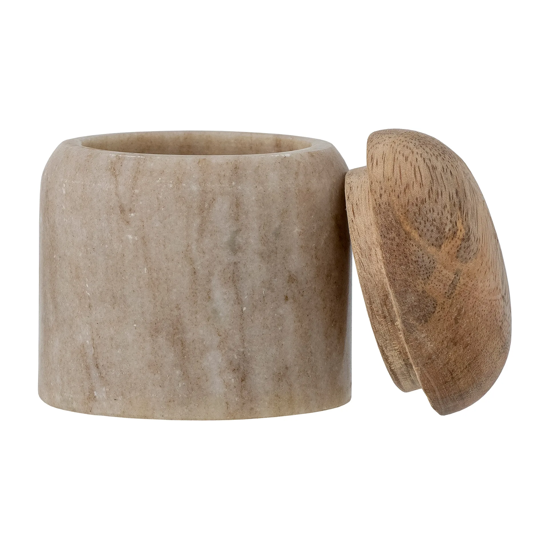 Bote con tapa Payana Ø8x8 cm, mármol-madera de mango Bloomingville