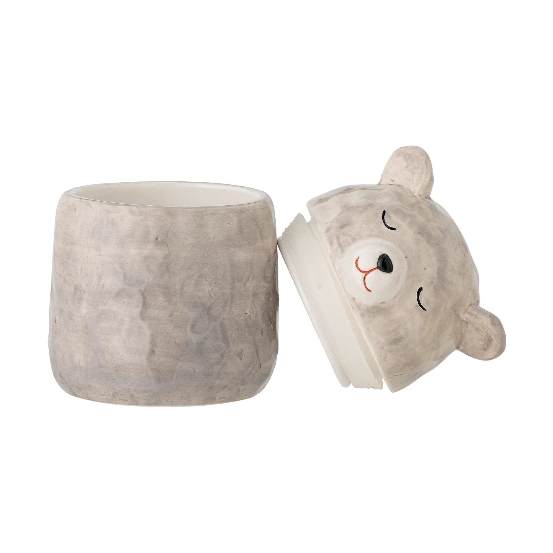 Bote con tapa Puk Ø10 cm, Gris Bloomingville