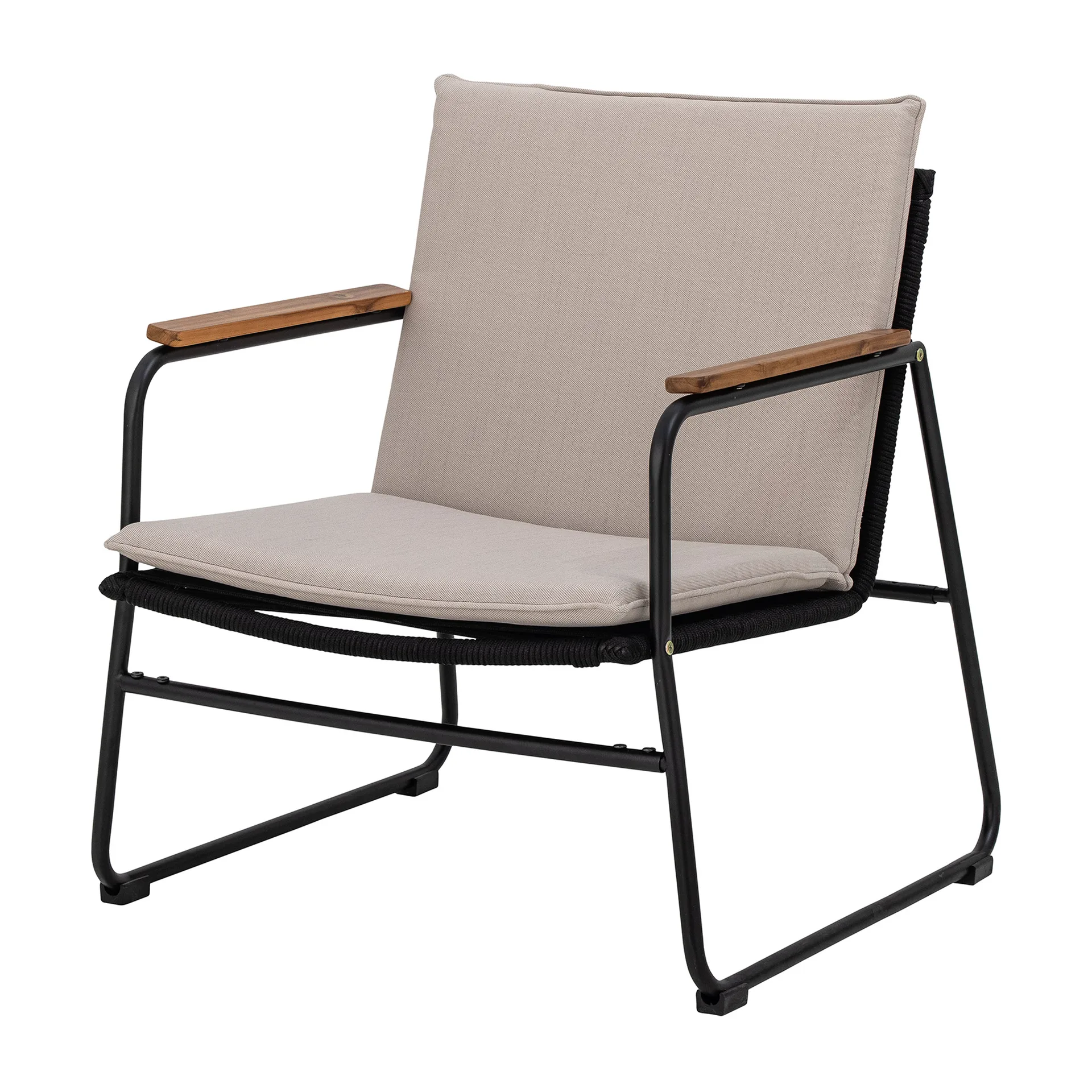 Butaca Lounge de jardín Hampton 68x71x76 cm, negro-beige Bloomingville