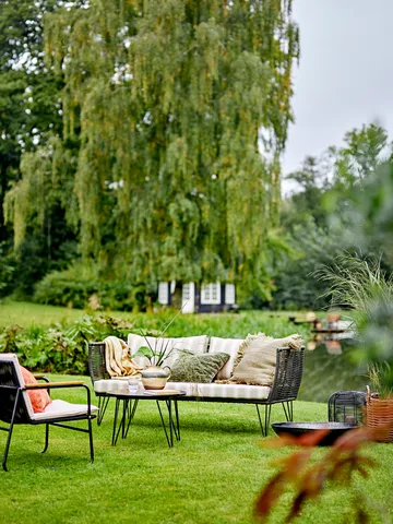 Butaca Lounge de jardín Hampton 68x71x76 cm - negro-beige - Bloomingville
