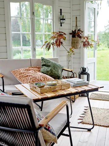 Butaca Lounge de jardín Hampton 68x71x76 cm - negro-beige - Bloomingville
