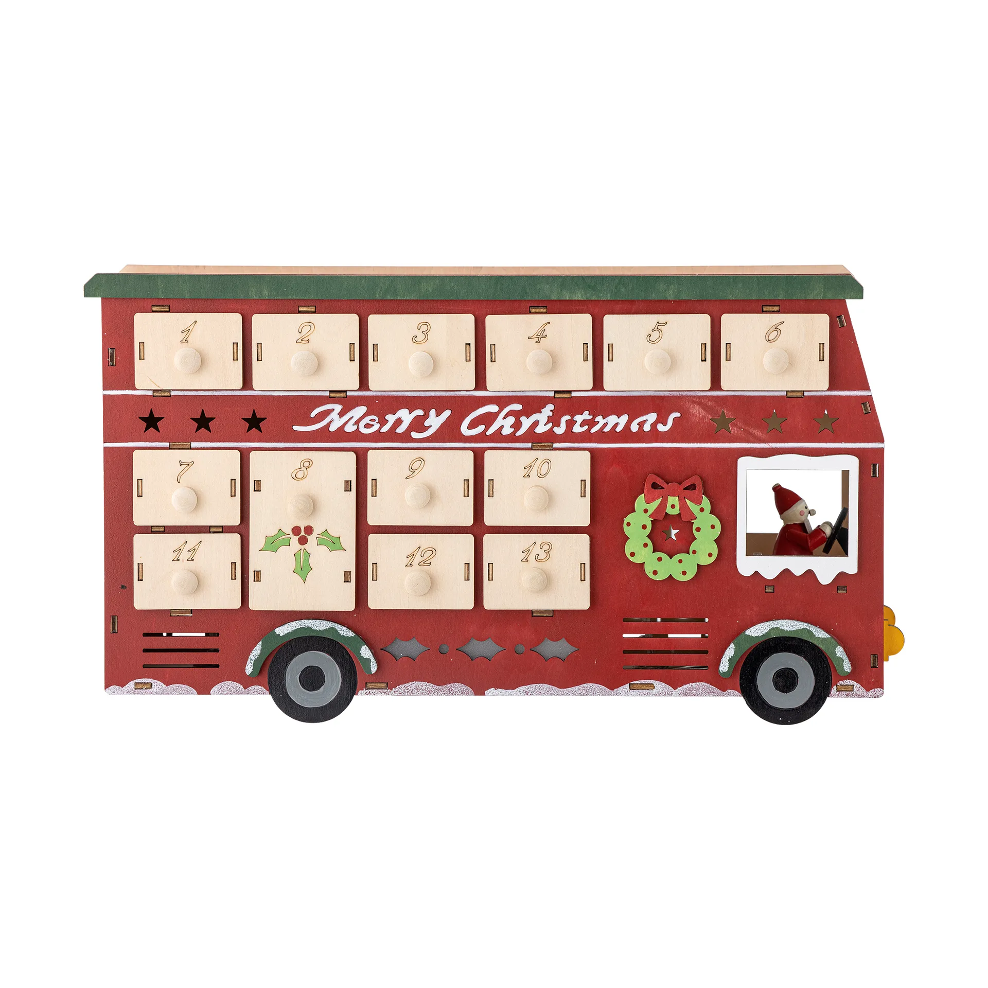 Calendario Edward con autobús luminoso, Rojo Bloomingville