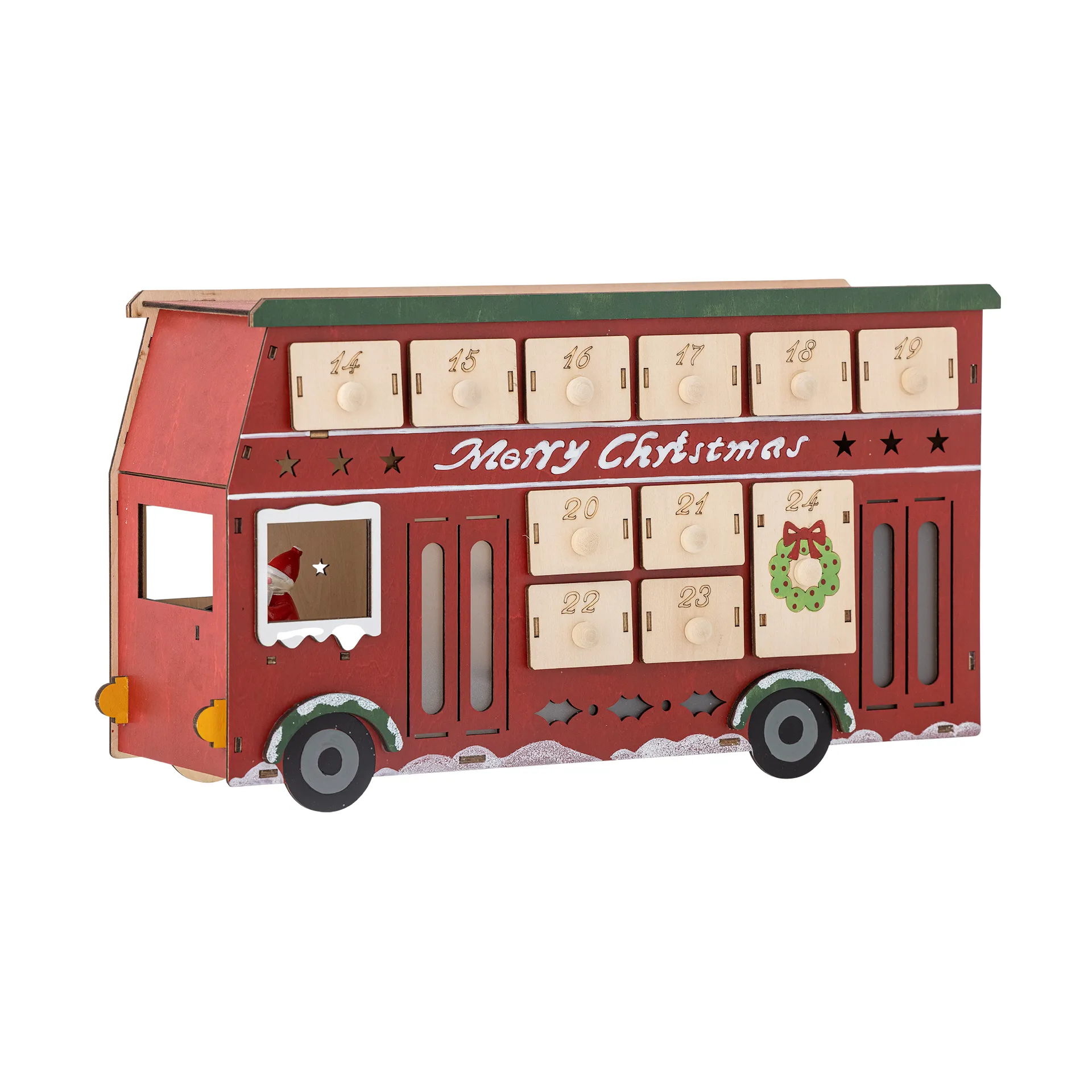 Calendario Edward con autobús luminoso, Rojo Bloomingville