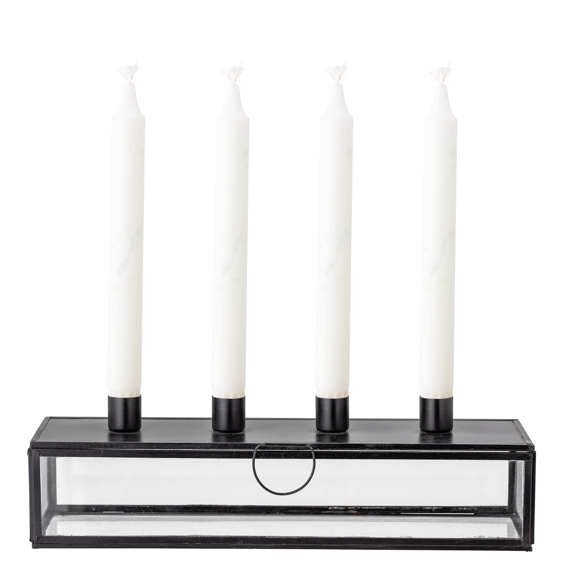Candelabro de adviento Pelo 34 cm, negro-transparente Bloomingville