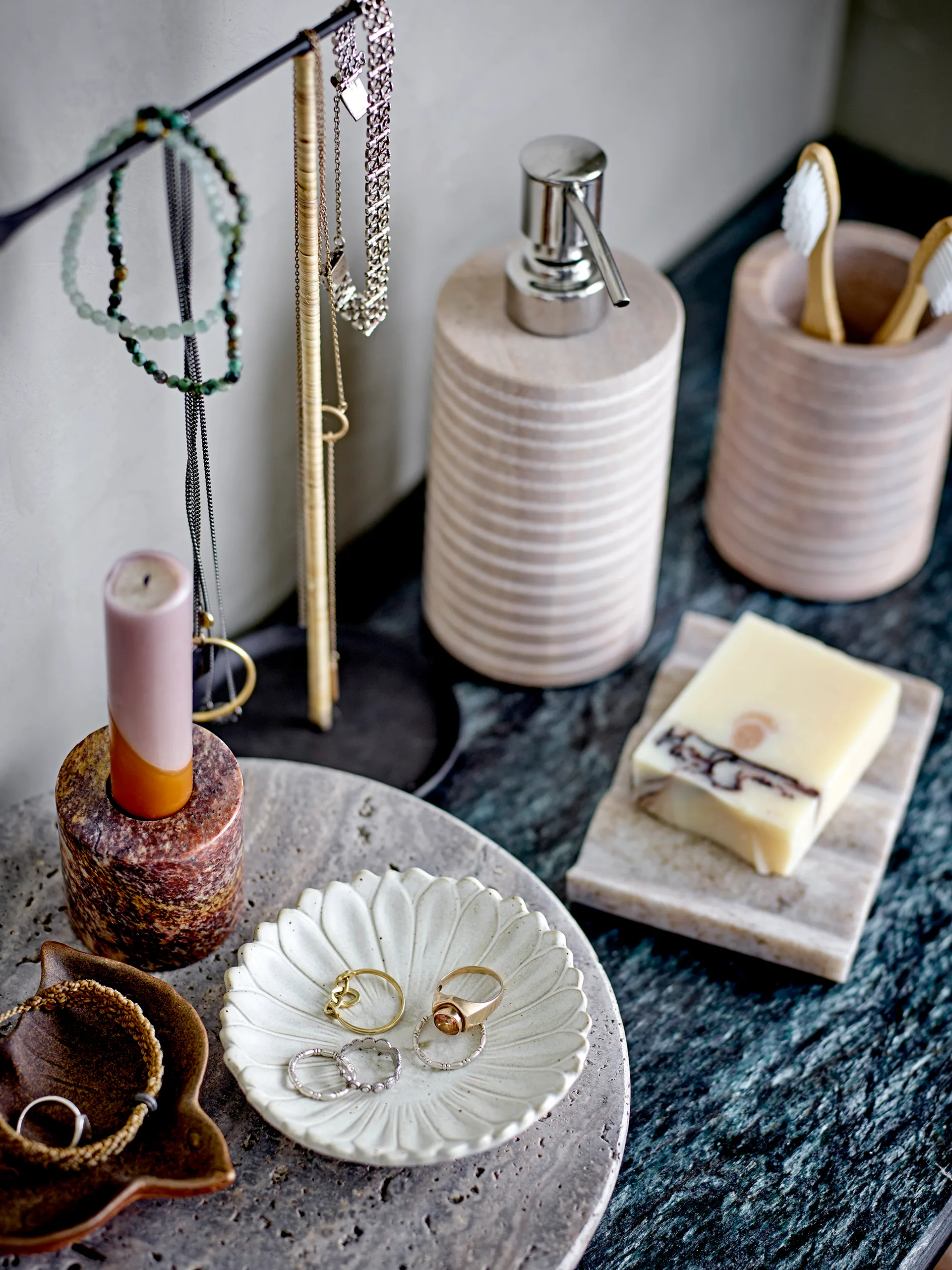 Candelabro Lava 2 piezas, arenisca Bloomingville