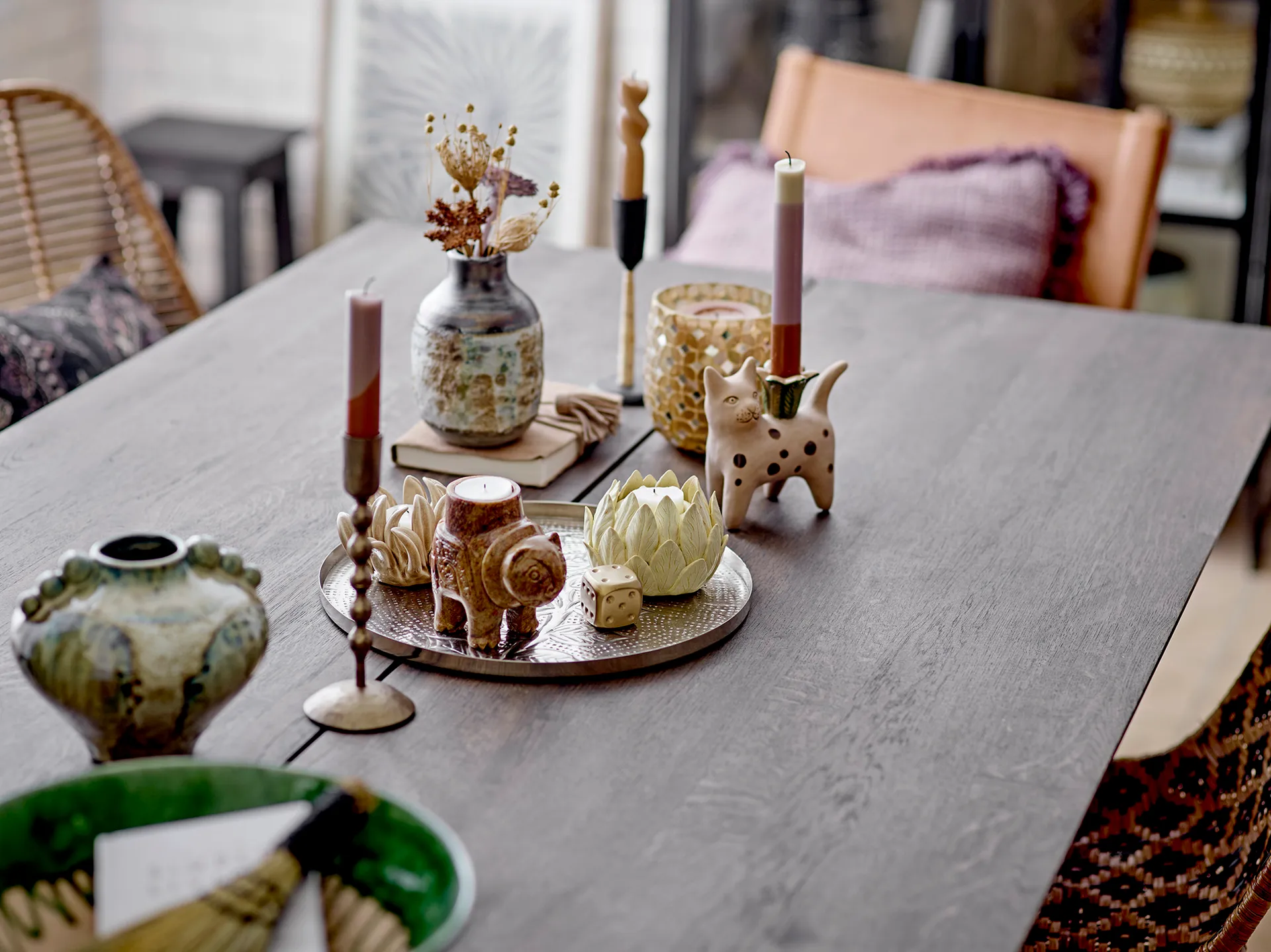 Candelabro Mamie 2 piezas, gres Bloomingville