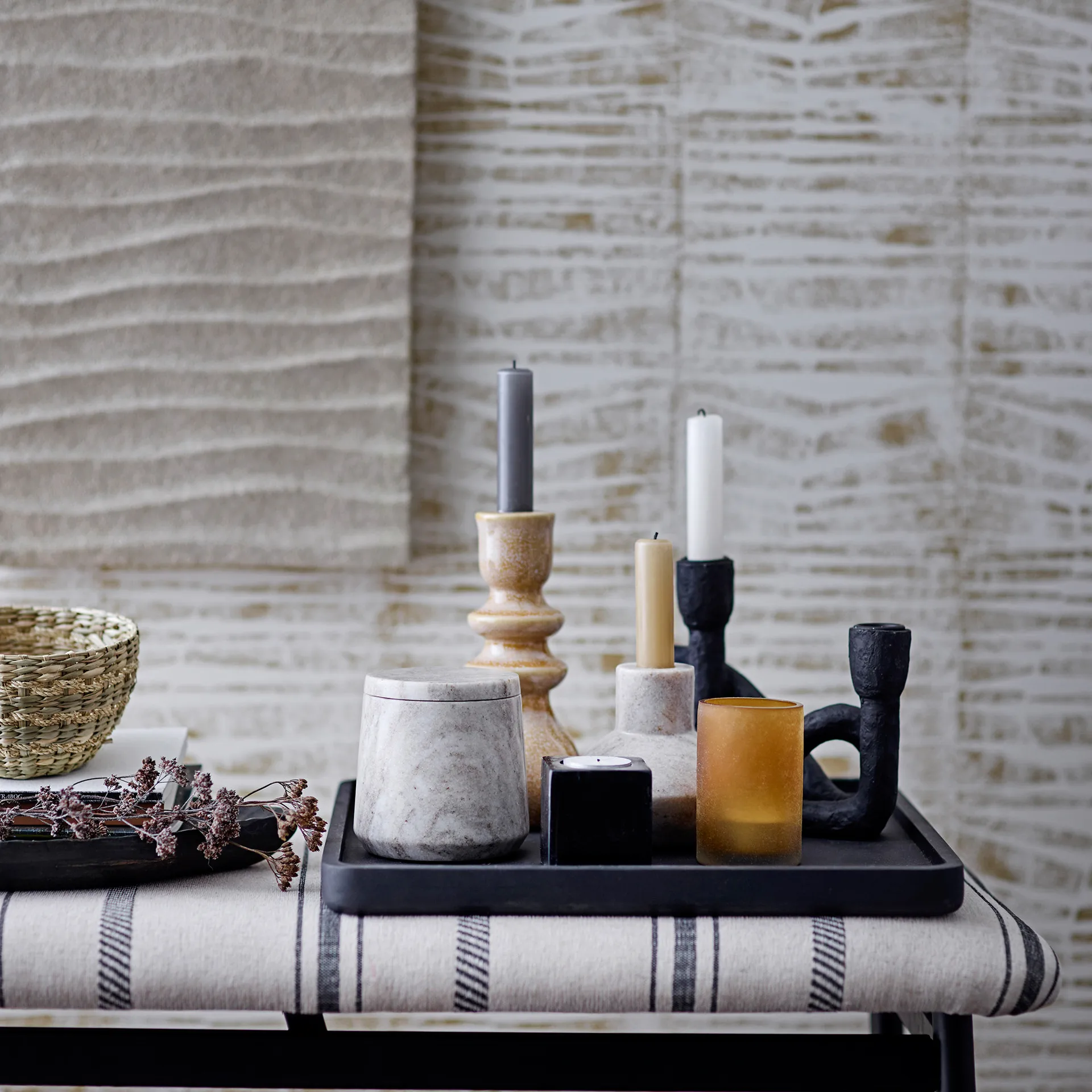 Candelabro Mashel 16,5 cm, negro Bloomingville