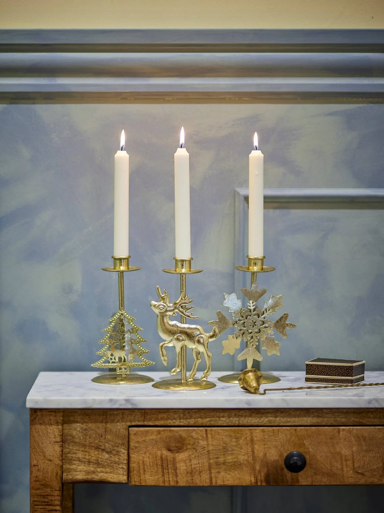 Candelabro Sauda, Dorado, 3 piezas, 20 cm Bloomingville