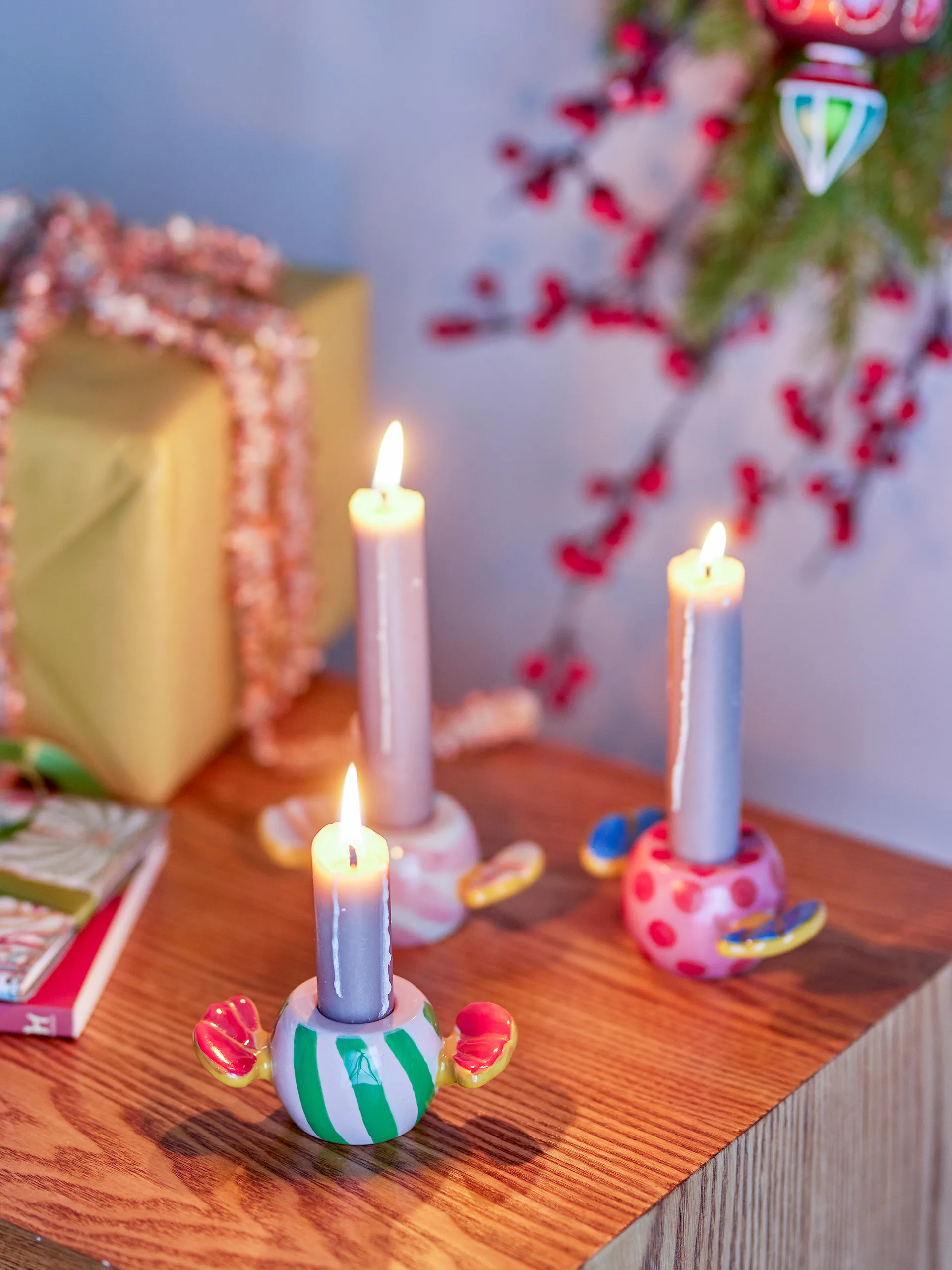 Candelabros Caramella 3 piezas, Rosa Bloomingville