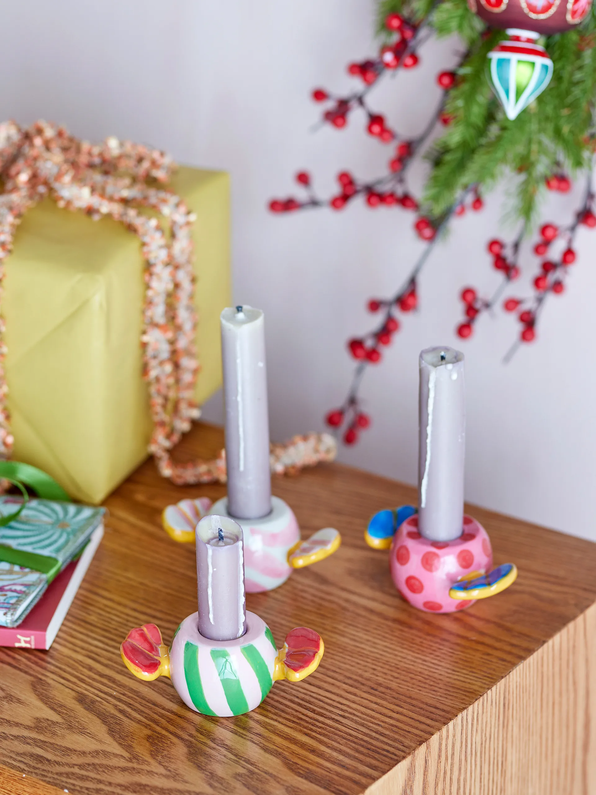 Candelabros Caramella 3 piezas, Rosa Bloomingville