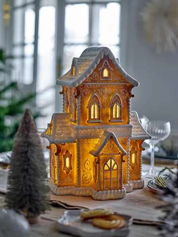 Casa decorativa con luz - Marrón, 37 cm - Bloomingville