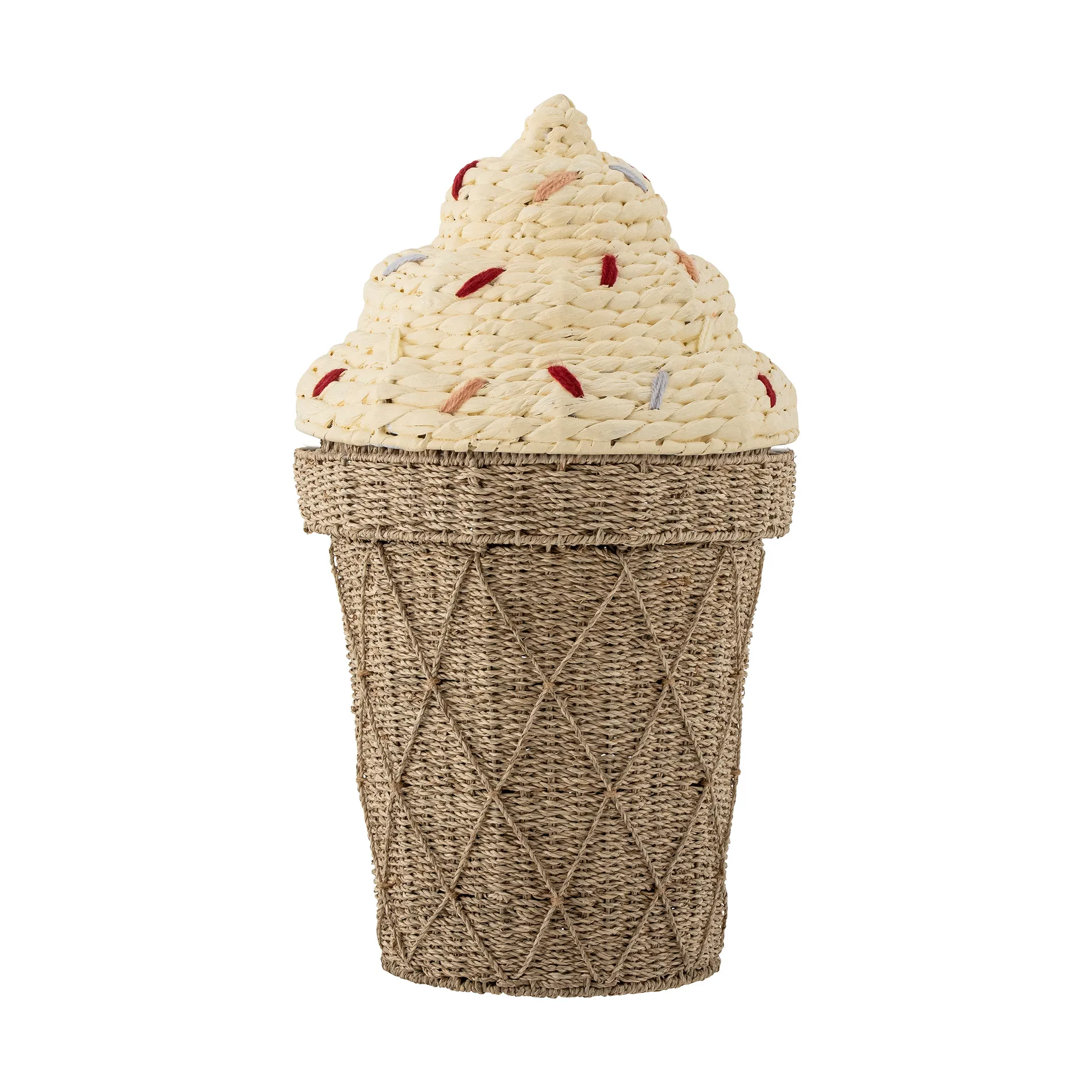 Cesta con tapa Cillie Ø40 cm, Nature ice cream Bloomingville