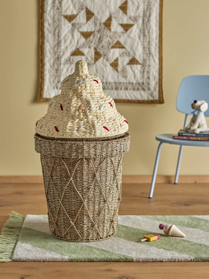 Cesta con tapa Cillie Ø40 cm, Nature ice cream Bloomingville
