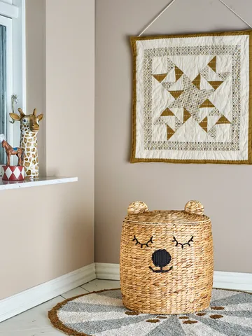 Cesta con tapa Dolma Ø42x50 cm - Natur - Bloomingville