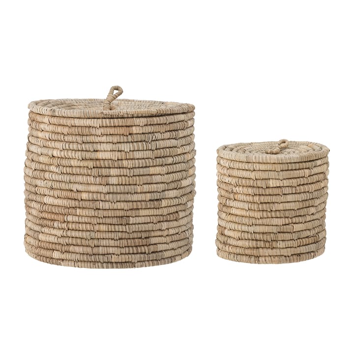 Cesta con tapa Lin 2 piezas, natural Bloomingville