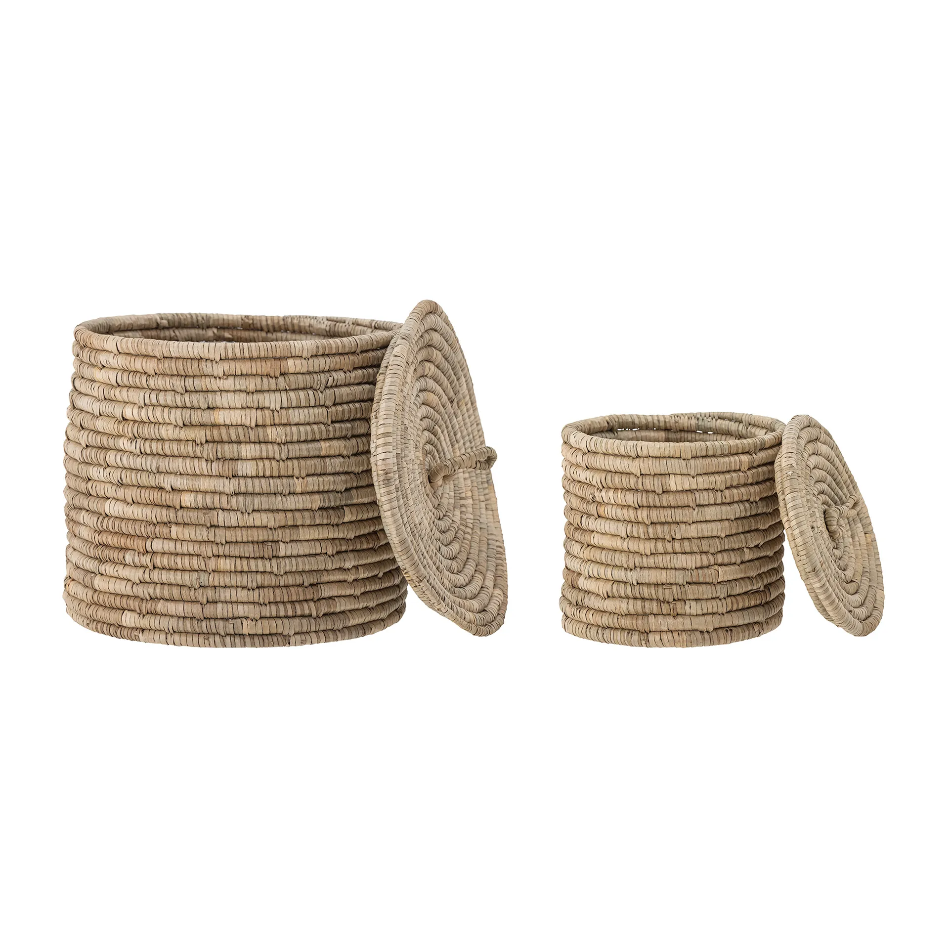 Cesta con tapa Lin 2 piezas, natural Bloomingville