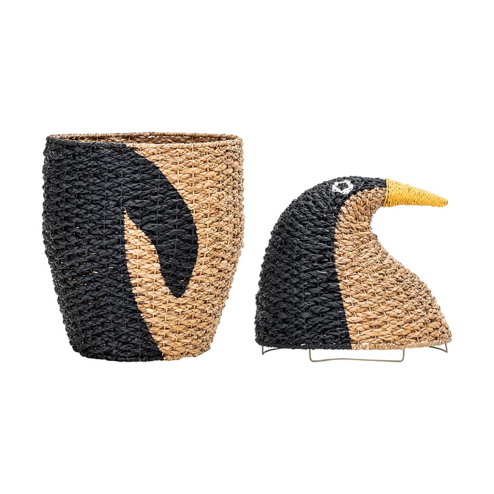 Cesta con tapa Tazia 69xØ37 cm, Negro Bloomingville