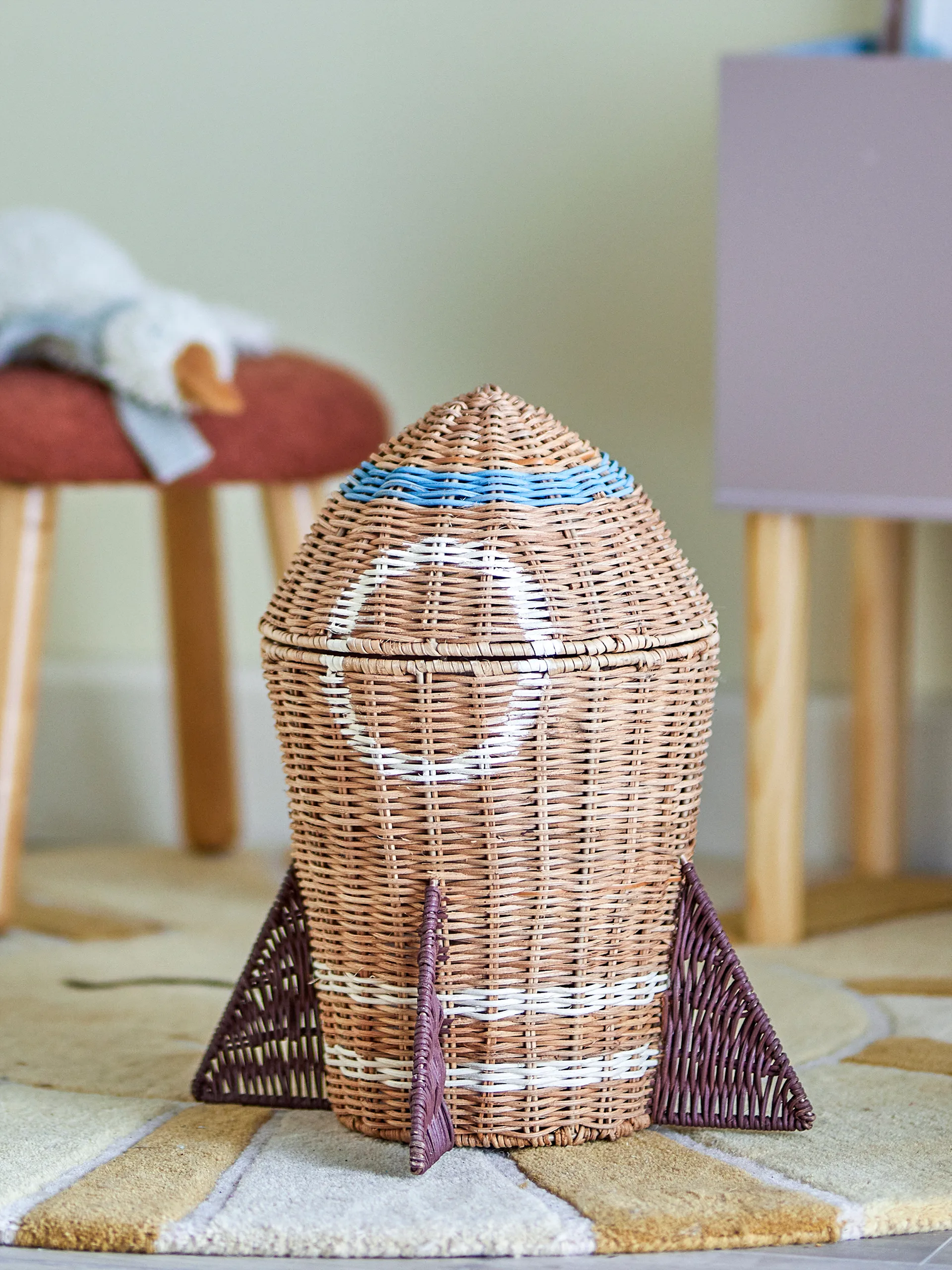 Cesta de ratán con tapa Space 31x35 cm, Natural Bloomingville