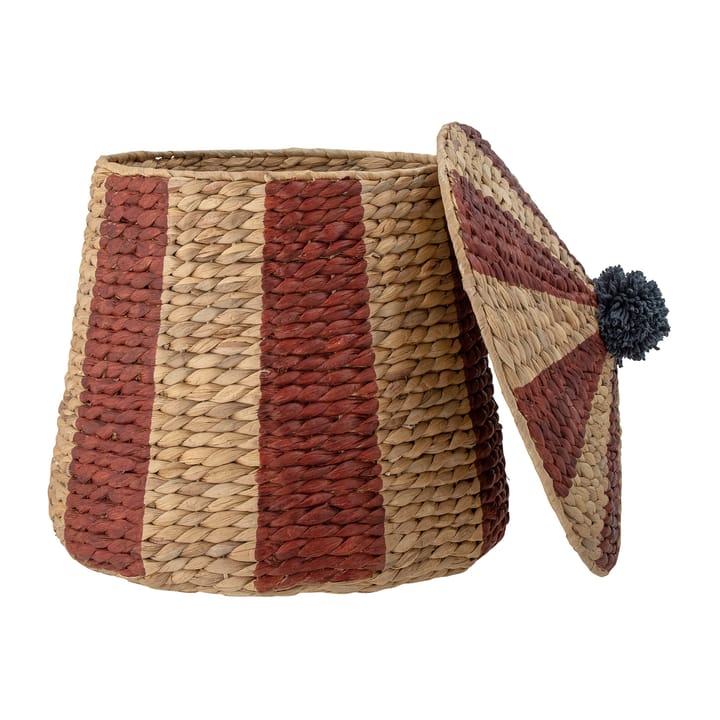 Cesto con tapa Birsen Ø40 cm, Natural-rojo Bloomingville
