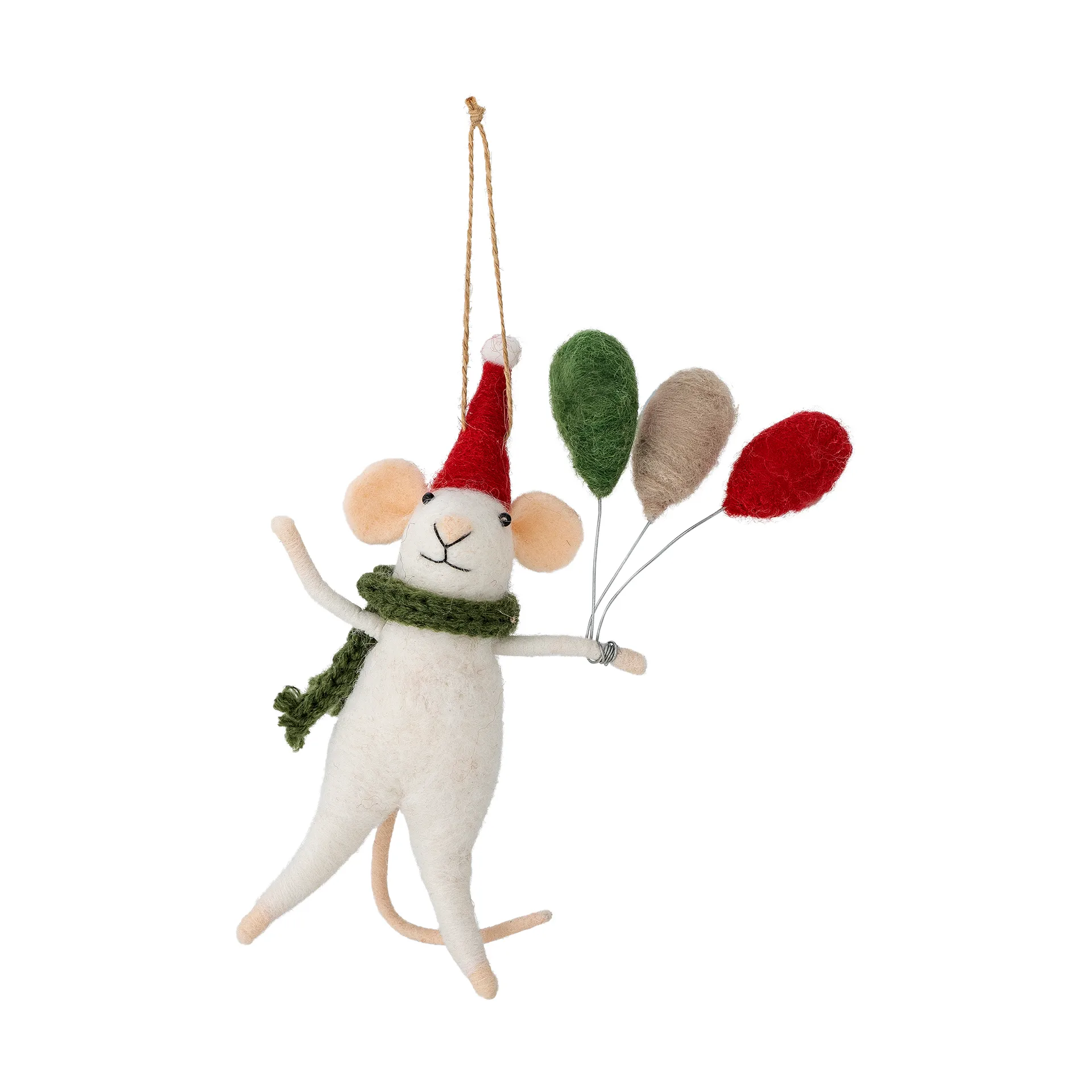 Colgante de Navidad de lana Peo, Blanco Bloomingville