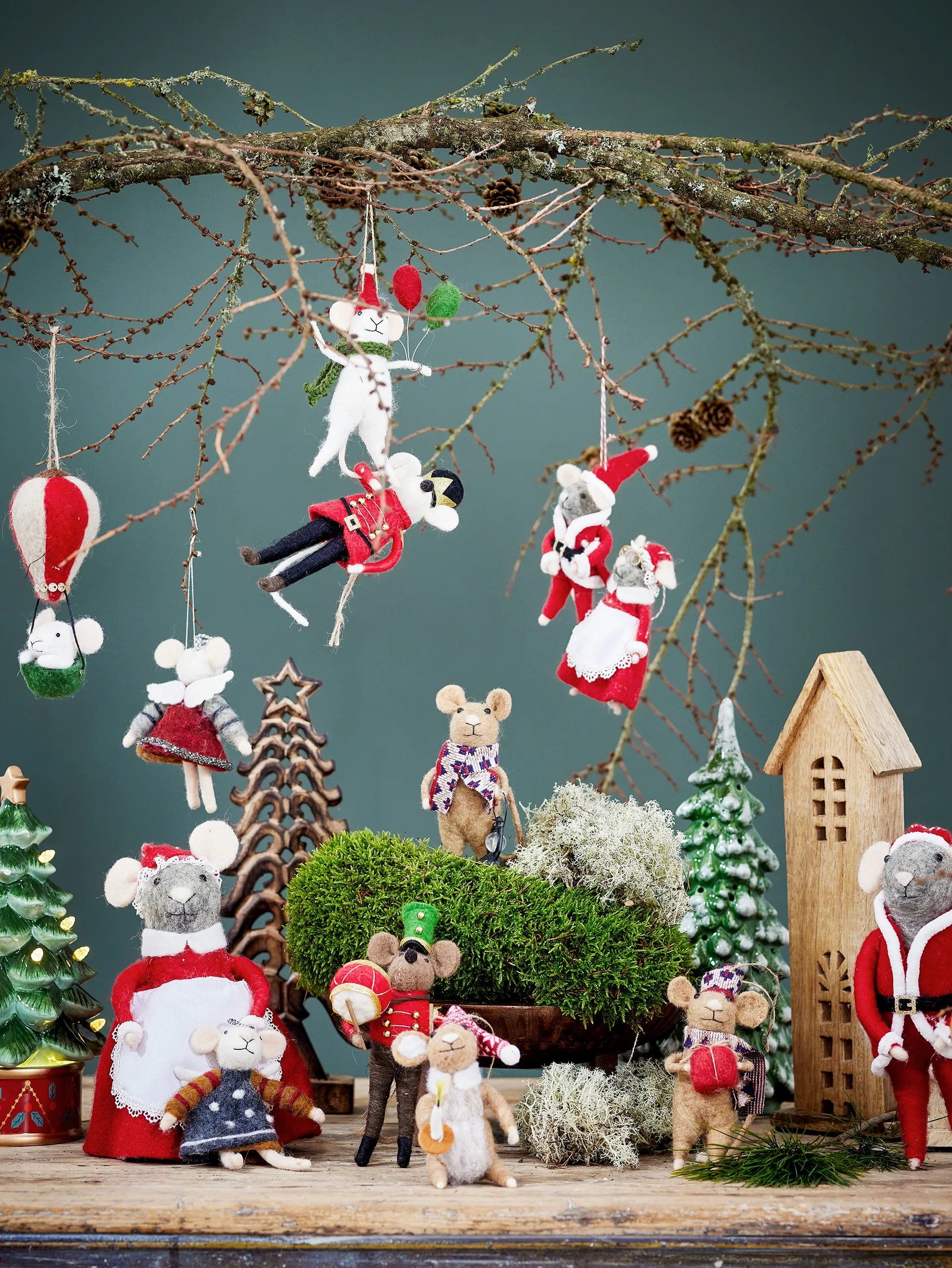 Colgante de Navidad de lana Peo, Blanco Bloomingville