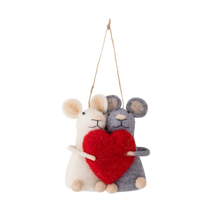 Colgante de Navidad Peo ratoncitos con corazón, Rojo-blanco-gris Bloomingville