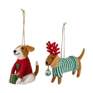 Colgantes de Navidad Monty - Rojo-verde, 2 piezas, 12 cm - Bloomingville
