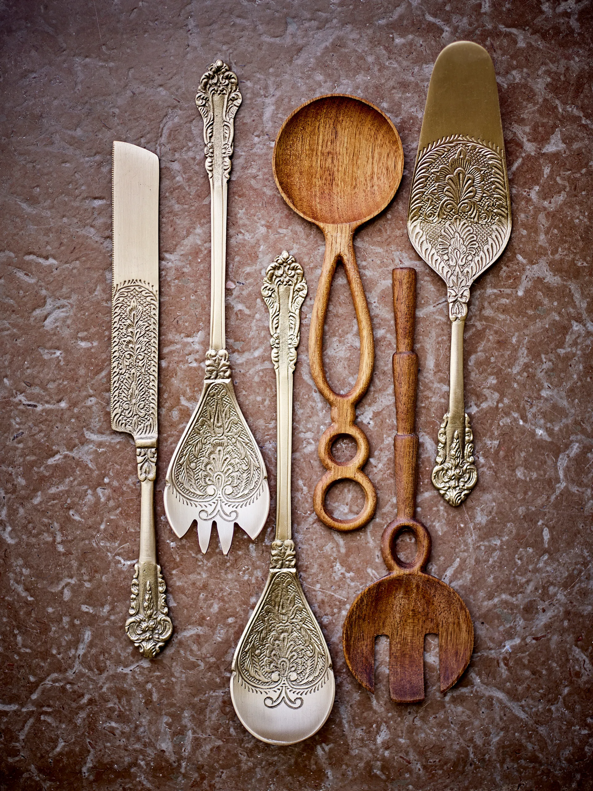 Cubiertos para ensalada Kalima 2 piezas, Latón Bloomingville