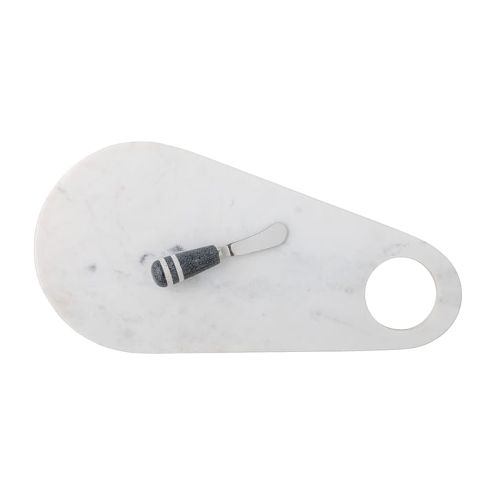 Cuchillo de queso con tabla de cortar Abrielle 20x42 cm, mámol blanco-acero inoxidable Bloomingville