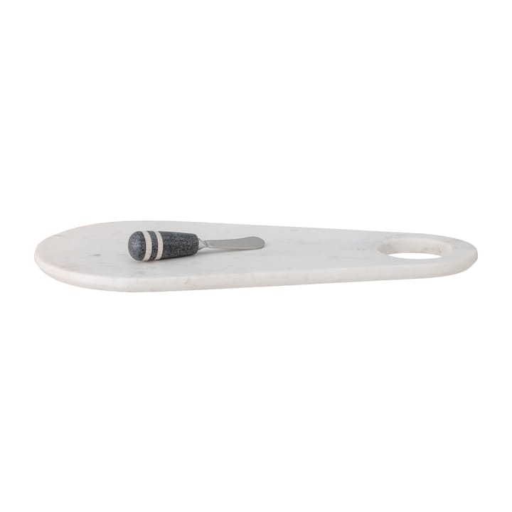 Cuchillo de queso con tabla de cortar Abrielle 20x42 cm, mámol blanco-acero inoxidable Bloomingville