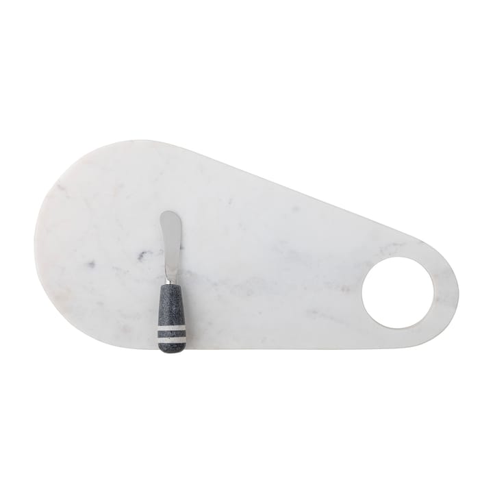 Cuchillo de queso con tabla de cortar Abrielle 20x42 cm, mámol blanco-acero inoxidable Bloomingville