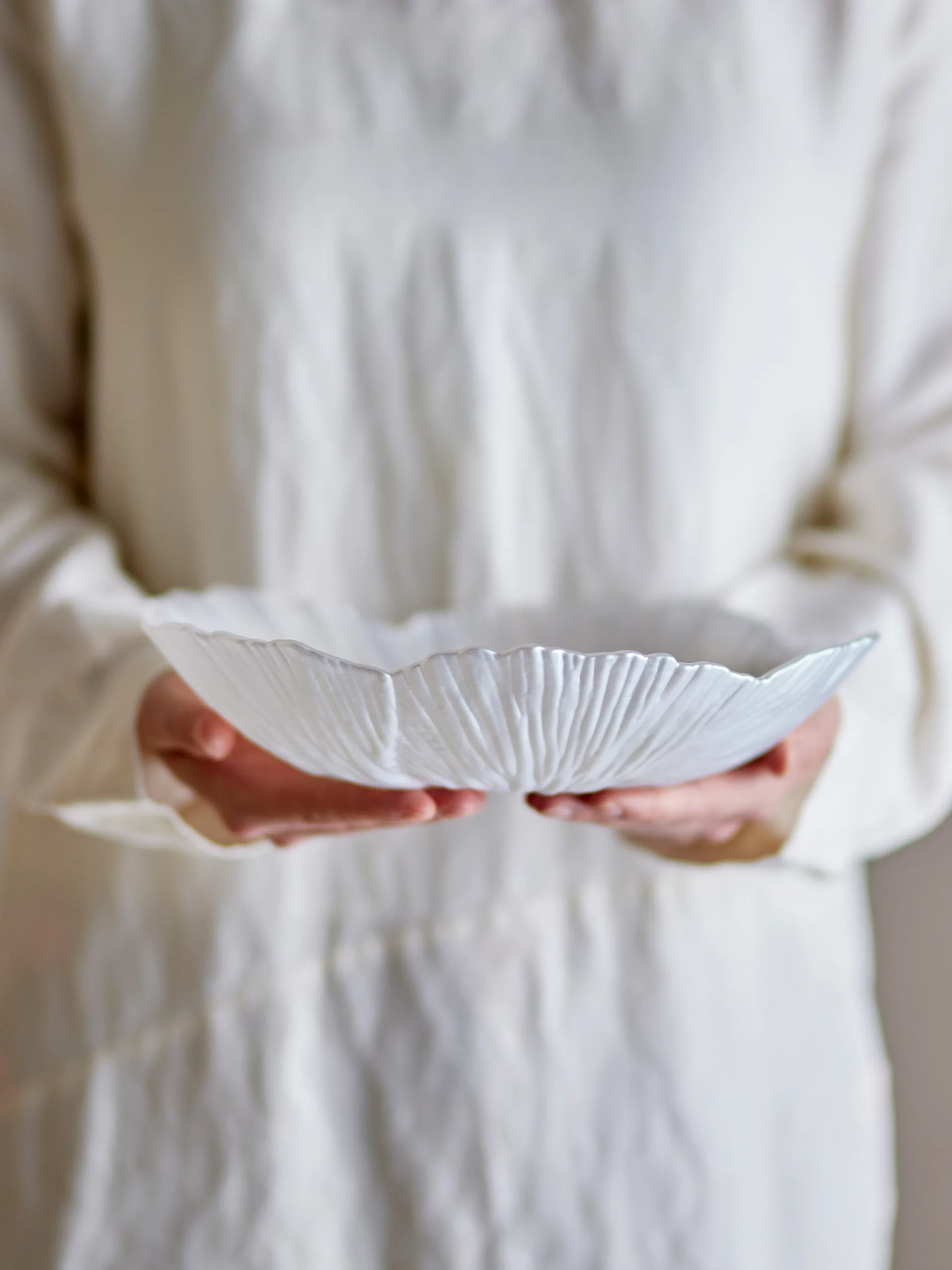 Cuenco de vidrio Iani Ø26 cm, Blanco Bloomingville