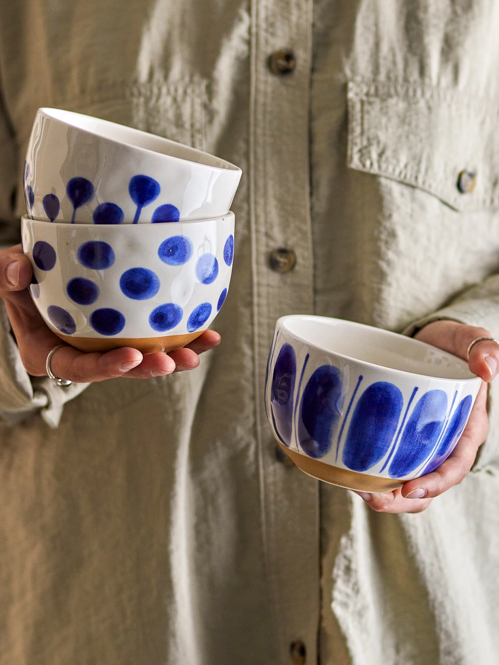 Cuenco Linora 58 cl 3 piezas, Azul Bloomingville