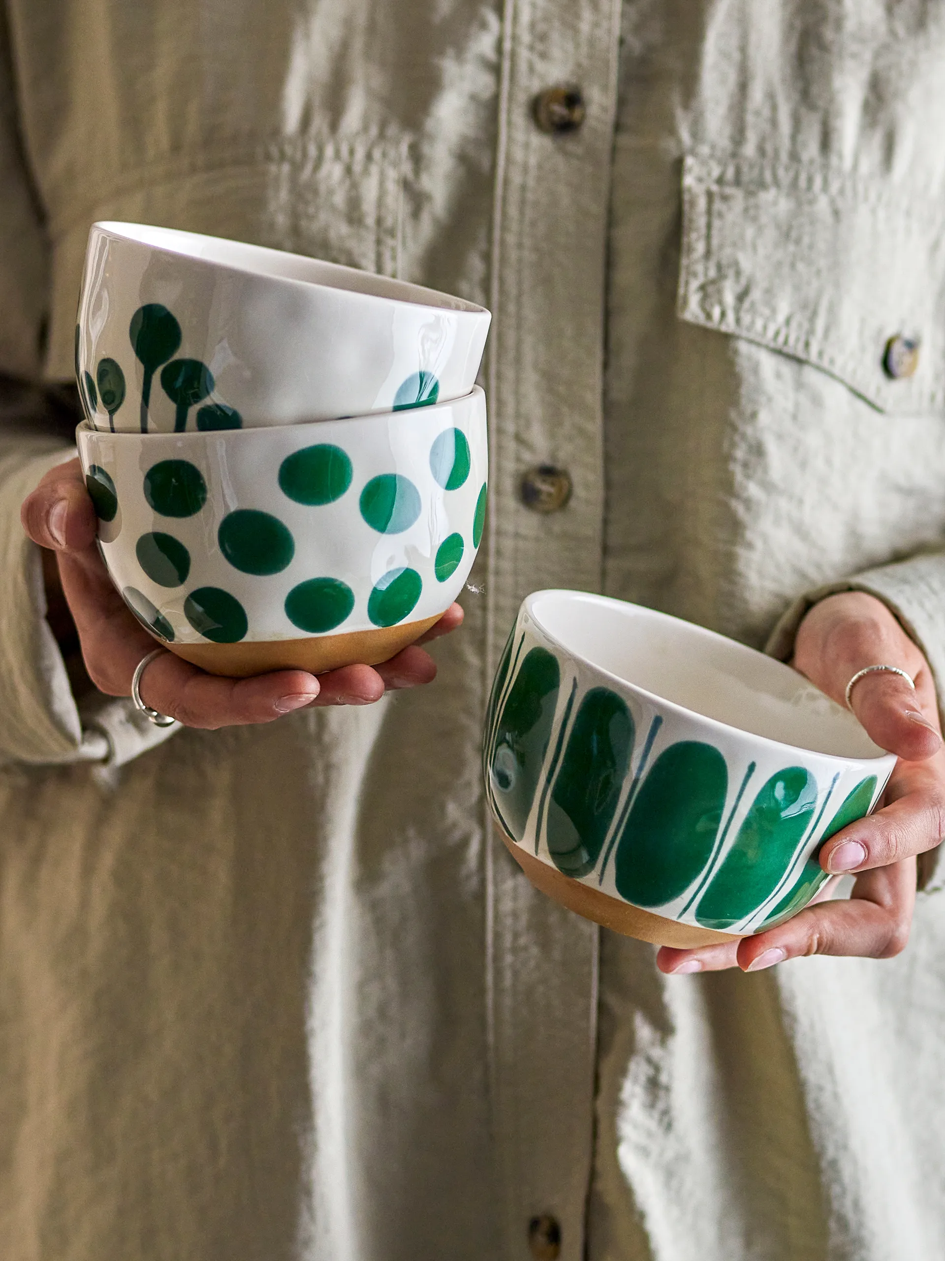 Cuenco Linora 58 cl 3 piezas, Verde Bloomingville