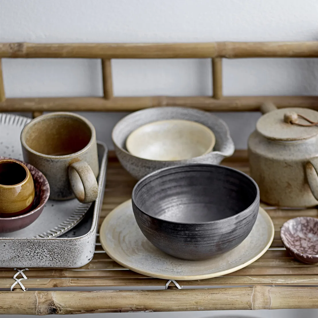 Fuente de servir Thea gres 25x25 cm, gris Bloomingville