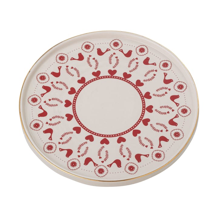 Fuente para tartas Jolly gres Ø26 cm, Blanco-rojo Bloomingville