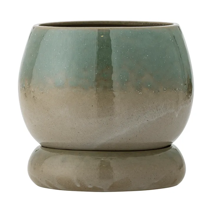 Imke maceta con plato - Green, 18,5x17,5 cm - Bloomingville