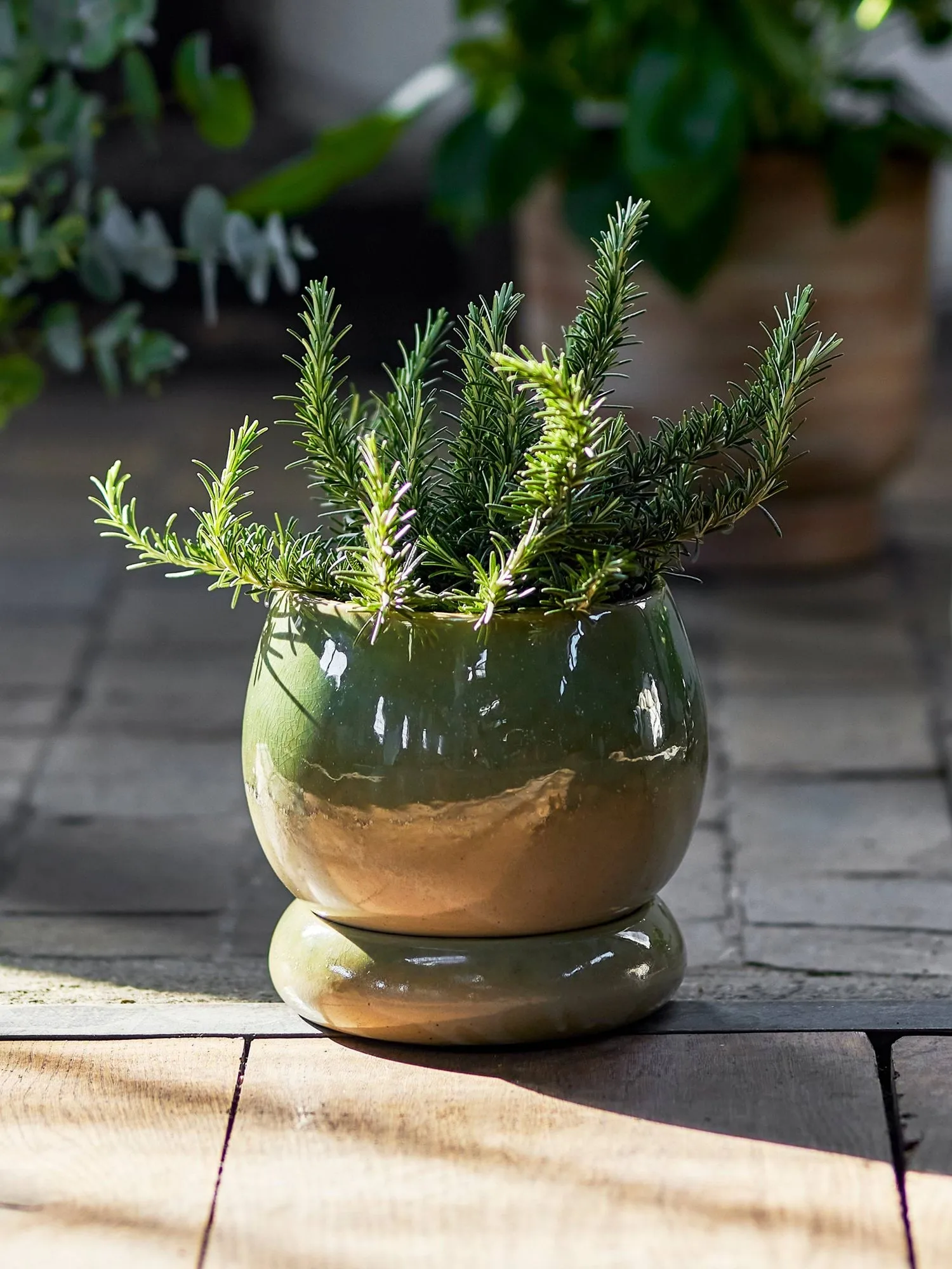 Imke maceta con plato, Green, 18,5x17,5 cm Bloomingville