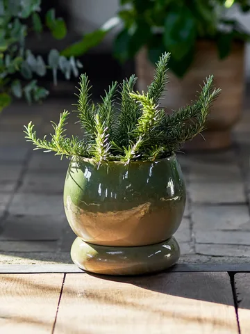 Imke maceta con plato - Green, 18,5x17,5 cm - Bloomingville