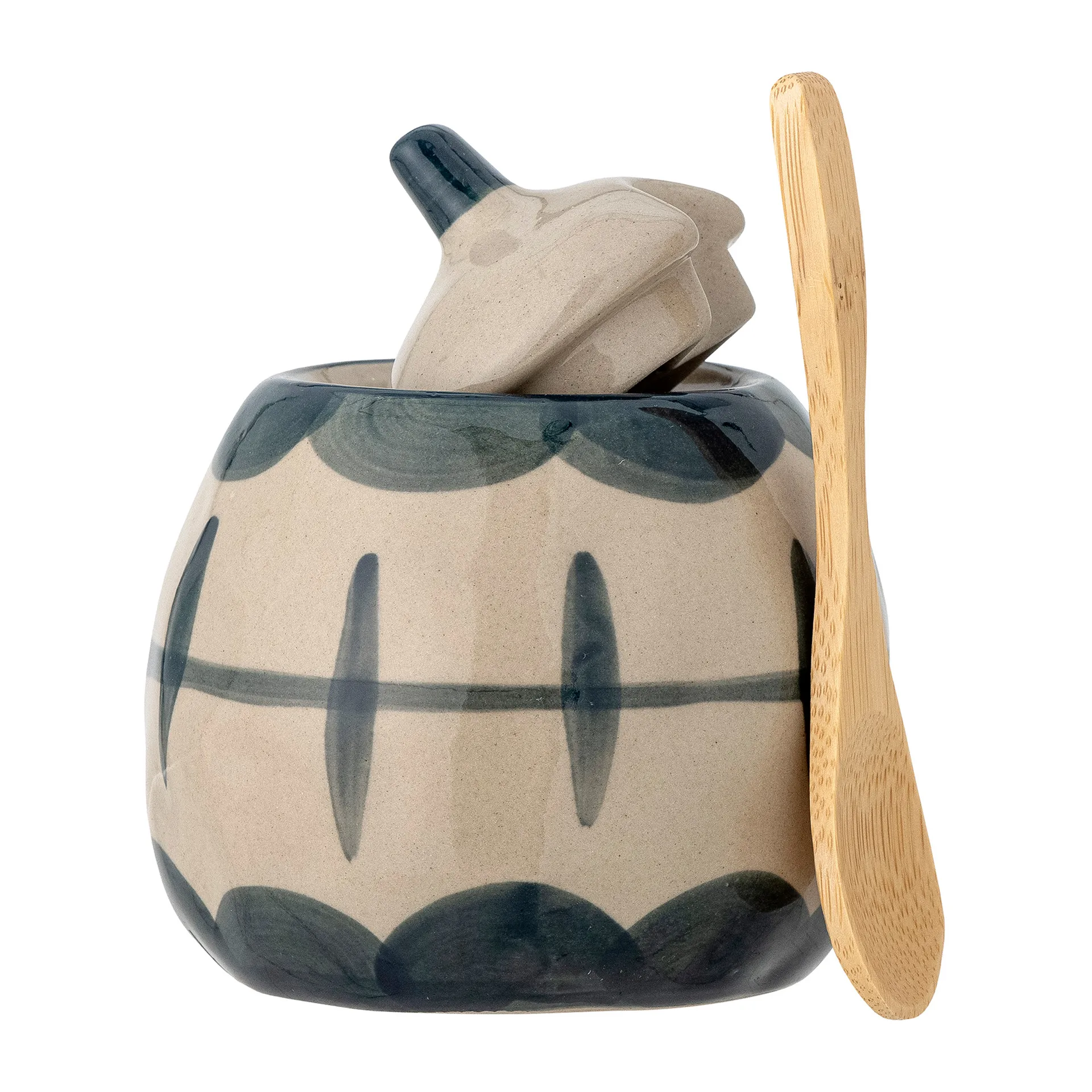 Jarra de leche y azucarero Allium, ondas azules-bambú Bloomingville