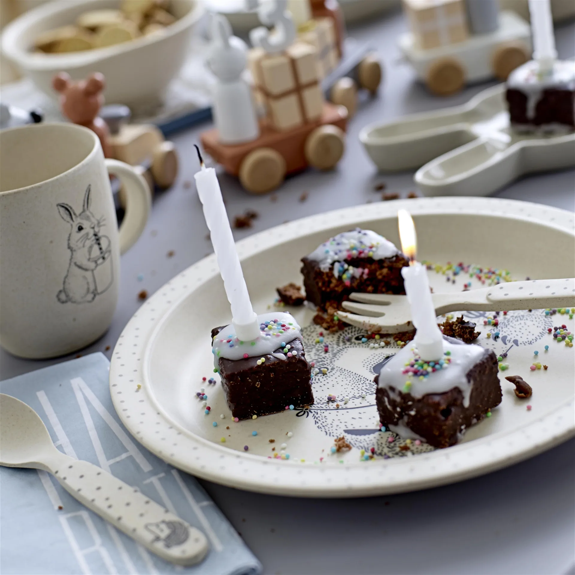 Juguete madera Födelsedagståg, multi Bloomingville